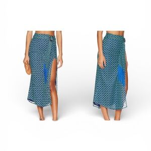House of Harlow 1960 Didier Midi Skirt in Blue Multi